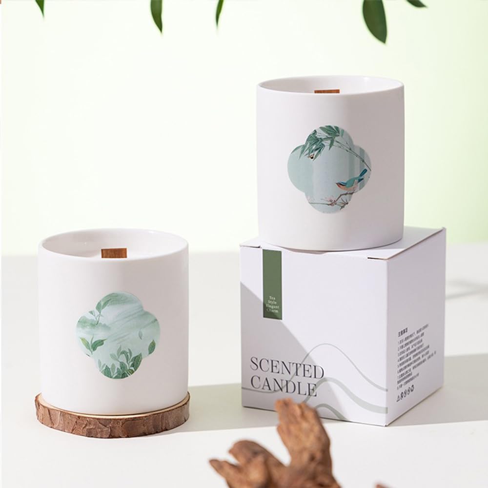 Scented Candle, Long-Lasting Aromatherapy Tea Oil Candle for Bedroom Office Décor Green 190g