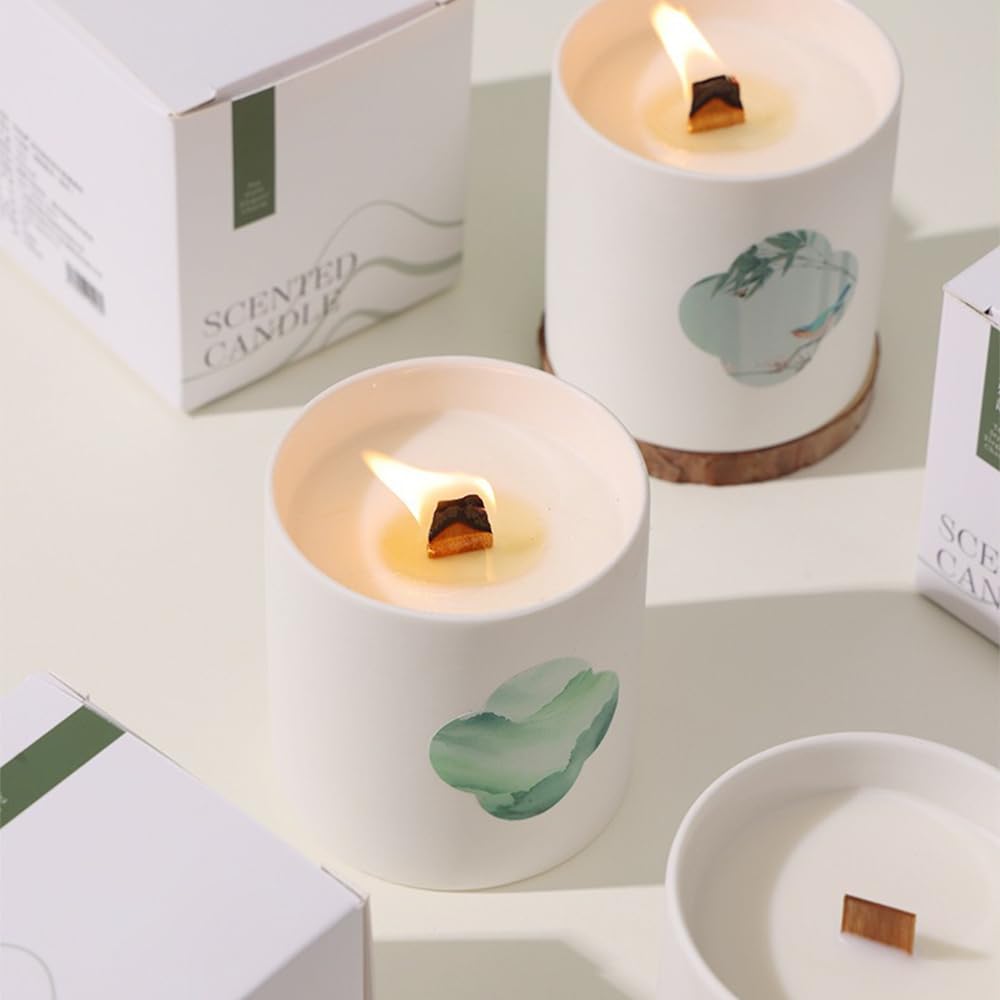 Scented Candle, Long-Lasting Aromatherapy Tea Oil Candle for Bedroom Office Décor Green 190g
