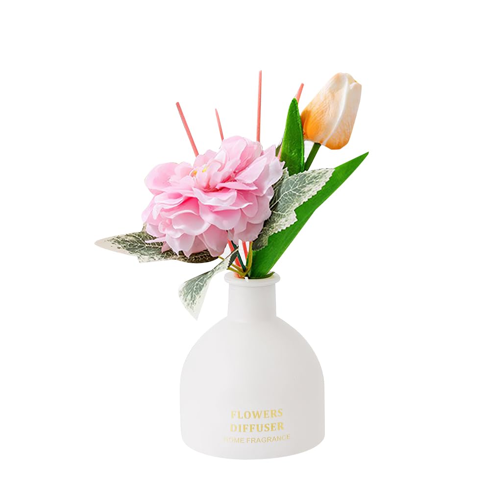 Reed Diffuser, Artificial Flowers Essential Oil with 4 Reed Sticks for Bathroom & Office Décor, 150ml