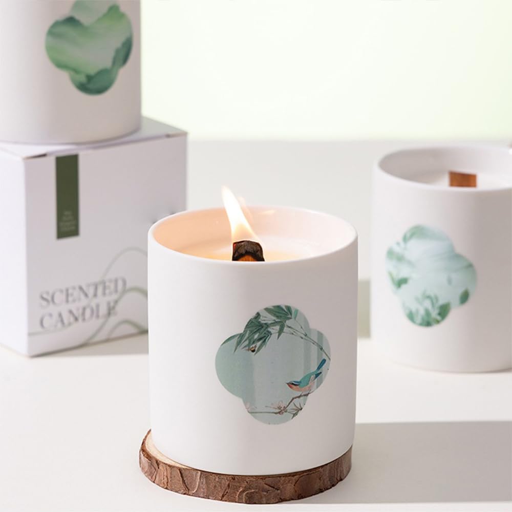 Scented Candle, Long-Lasting Aromatherapy Tea Oil Candle for Bedroom Office Décor Green 190g