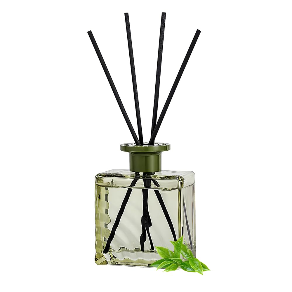 Reed Diffuser, Tea Fragrance Scented Oil with 4 Reed Sticks, Natural Long Lasting Essential Oil Air Freshener 200ml