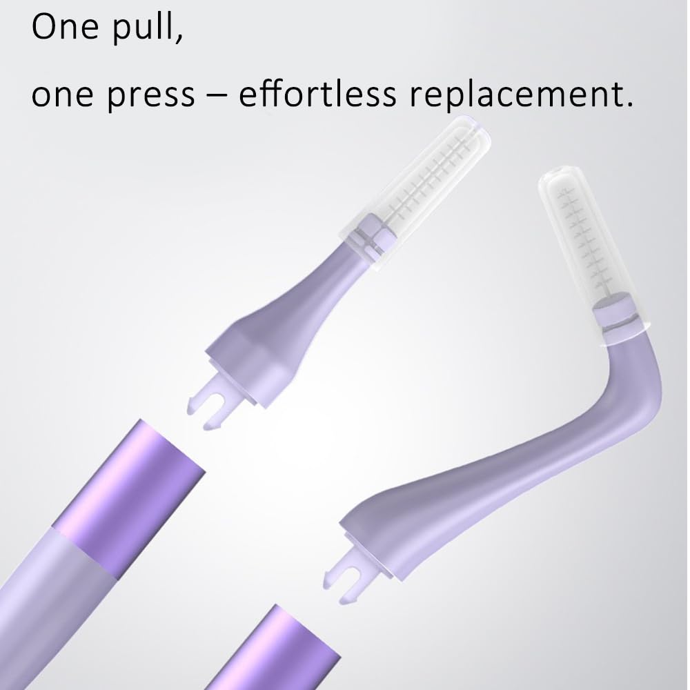 Portable Box L-Type + I-Type Head Interdental Brushes, 18 Pcs 0.8mm-Mixed Pack, Purple