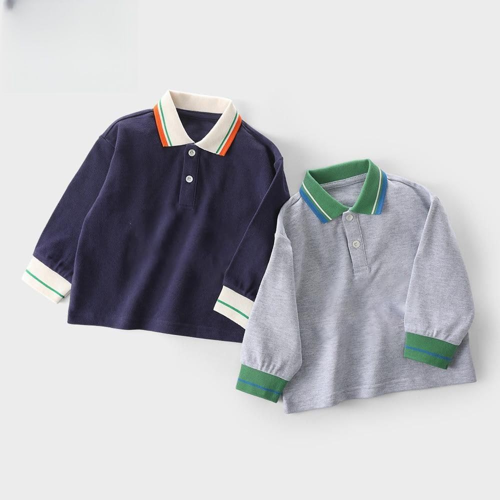 L&Wen Boys Long Sleeve Polo Shirt