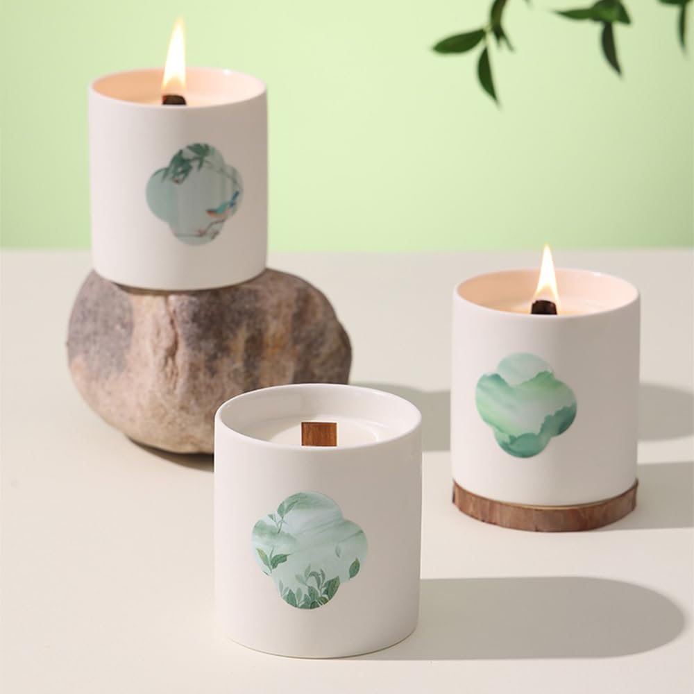 Scented Candle, Long-Lasting Aromatherapy Tea Oil Candle for Bedroom Office Décor Green 190g
