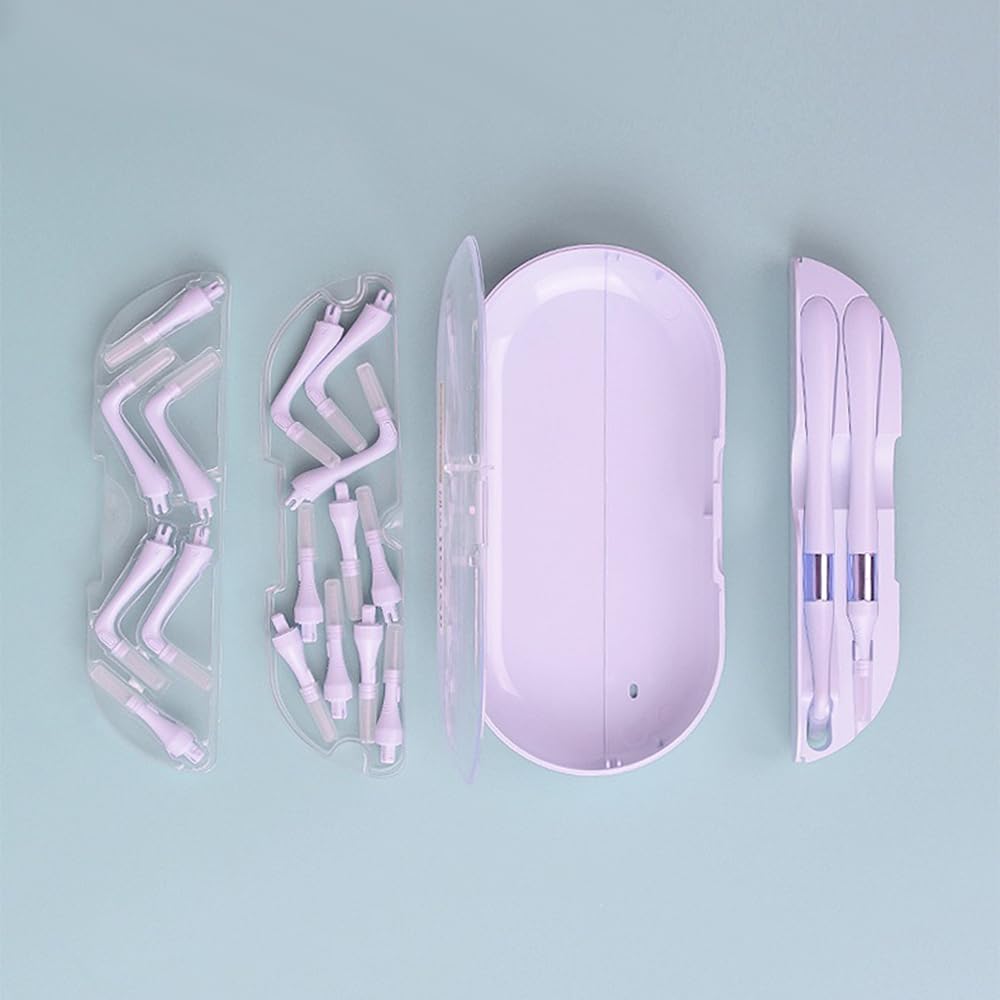 Portable Box L-Type + I-Type Head Interdental Brushes, 18 Pcs 0.8mm-Mixed Pack, Purple