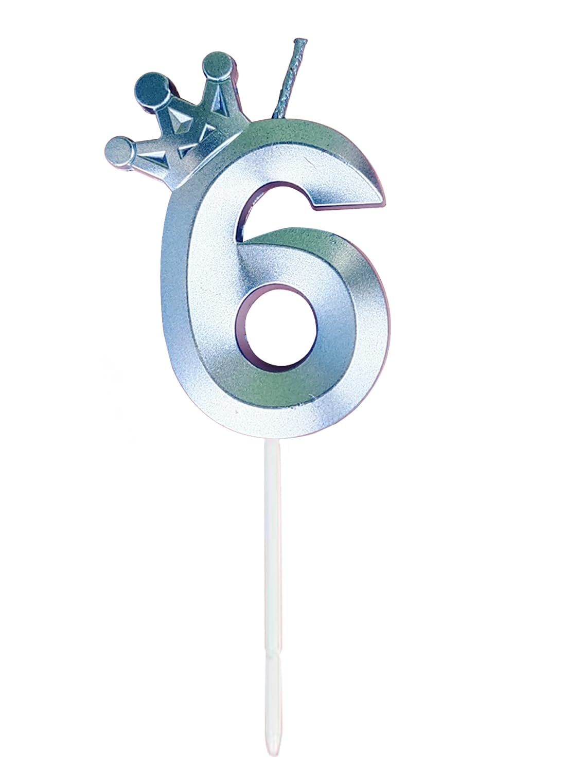 l&Wen Birthday Candles Twisted, Long Thin Spiral Candle with Holders for Wedding Party Decorations (6 Pcs, Silver Twisted Collection)