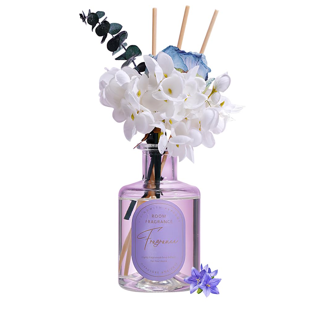 Reed Diffuser, Artificial Flower Home Fragrance Oil with 4 Reed Sticks for Office & Bathroom Decor 200ml
