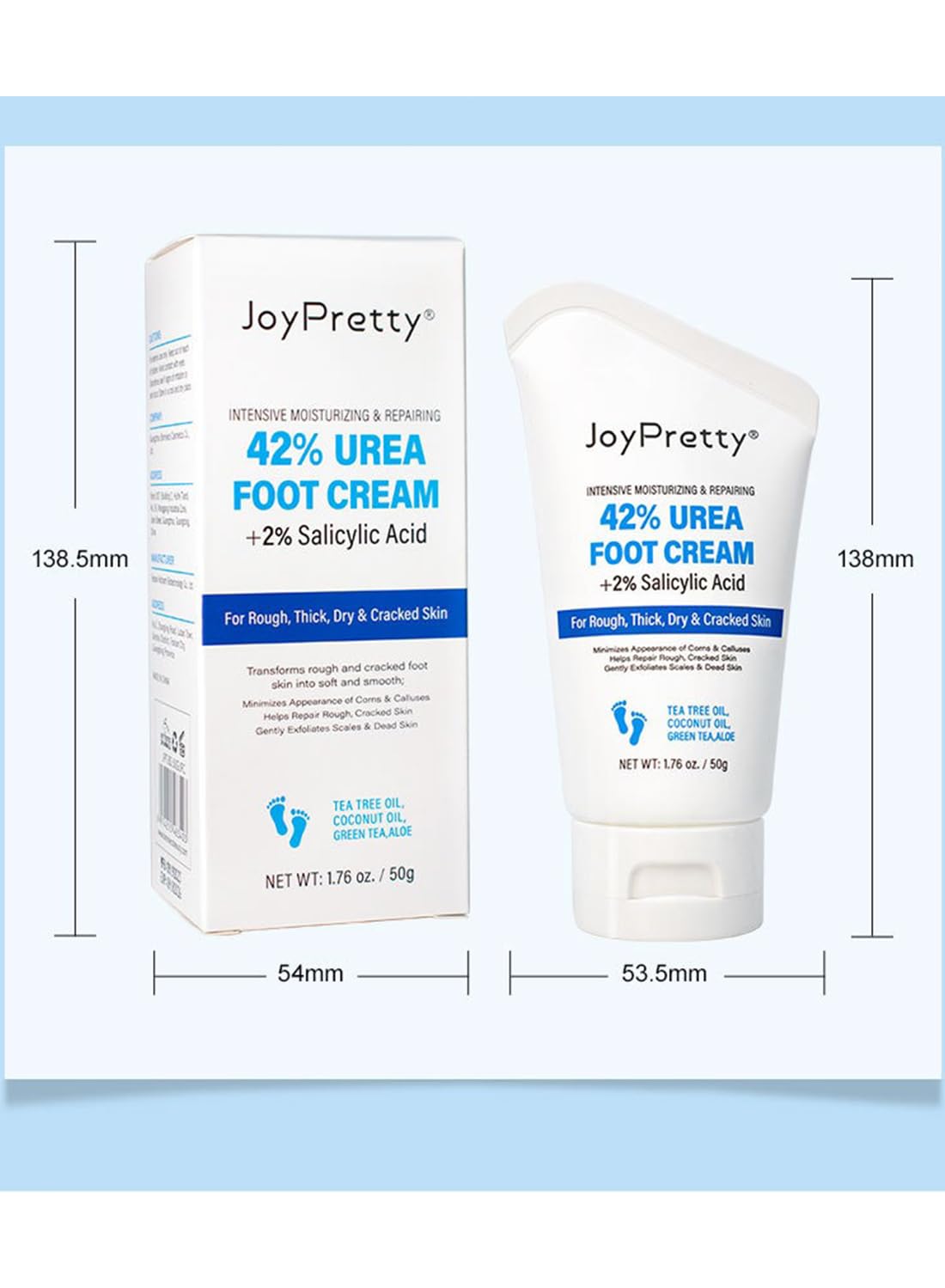 Urea Cream 40% with 2% Salicylic Acid, Intensive Repair Treatment for Dry Cracked Heels Feet Knees Elbows Hands, Maximum Strength Deep Moisturizing Foot Cream, Callus Remover 50g