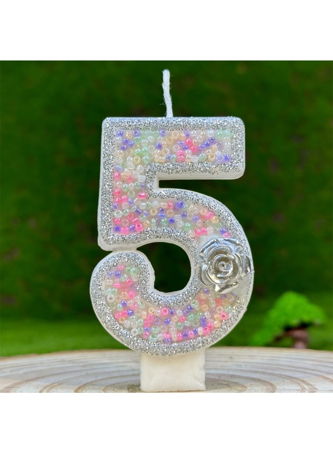 L&wen 7cm Birthday Number Candles for Cake Decoration, Glittery Cake Toppers with Perfect for Kids' Parties, Anniversaries Celebrations