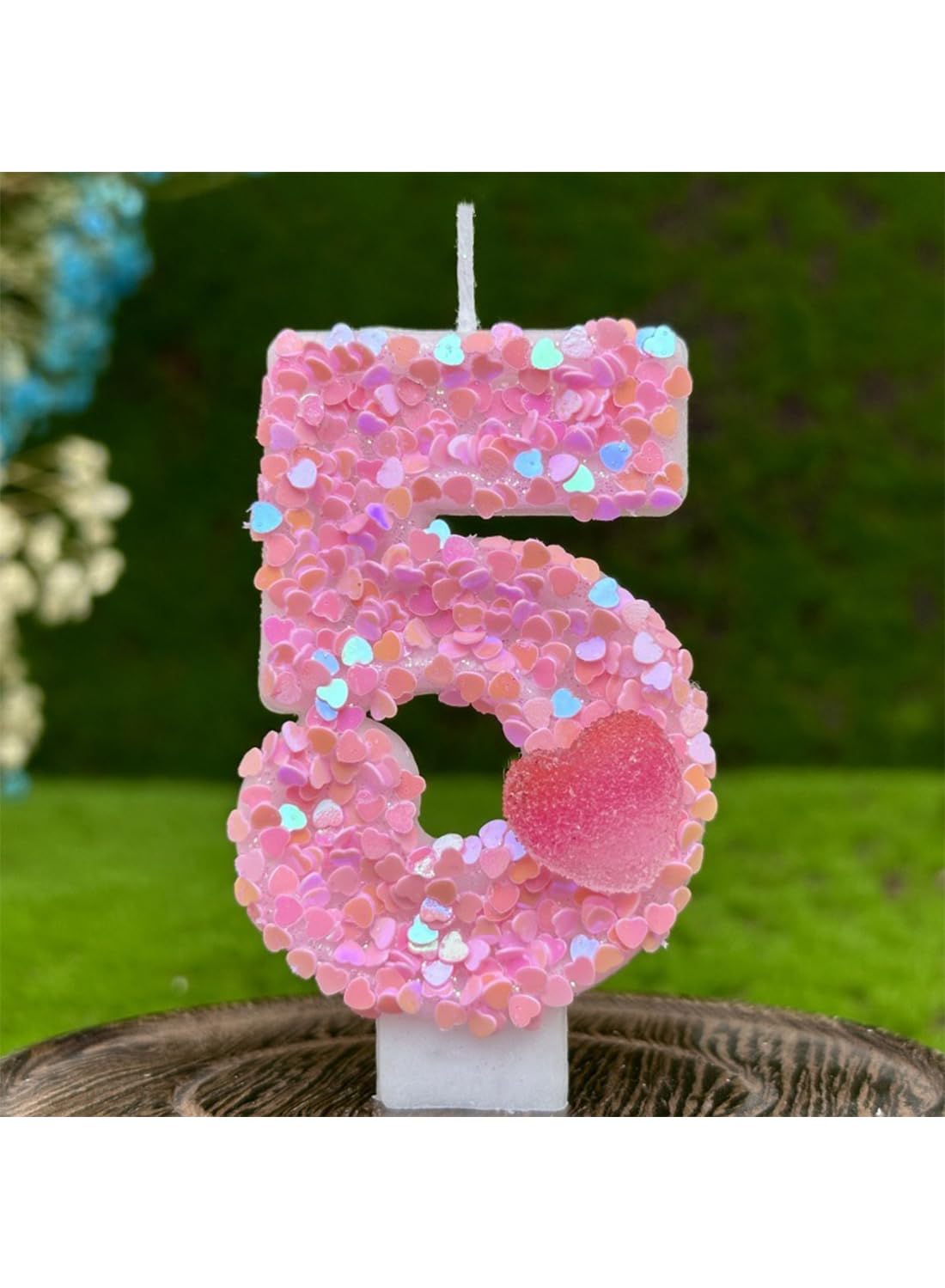 Pink Heart Number Cake Candle