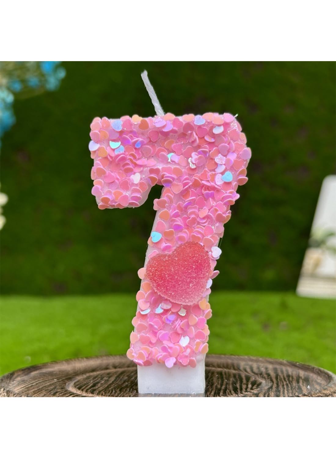 Pink Heart Number Cake Candle
