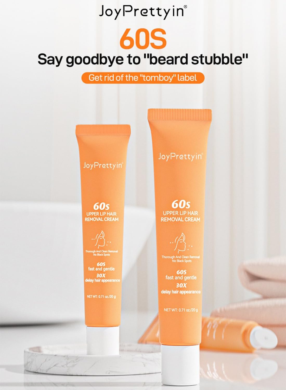 Upper Lip Hair Removal, Facial Hair Removal Cream for Face, Upper Lip & Chin 20g
