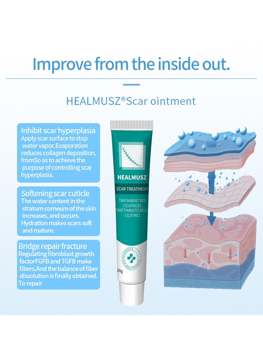 Scar Treatment Effective Safe Scar Removal Cream to Soften and Flatten Scar 20g