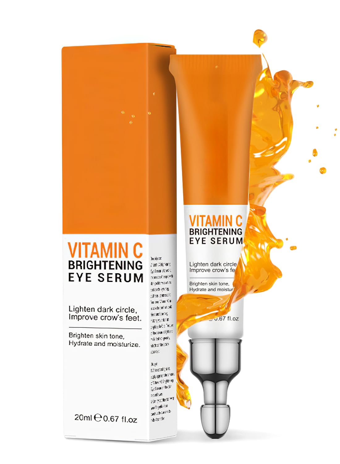 Vitamin C Brightening Eye Serum, Hydrating Under-Eye Gel, Evens Tone, Boosts Radiance, Reduce Dark Circles & Puffiness, 20 ml