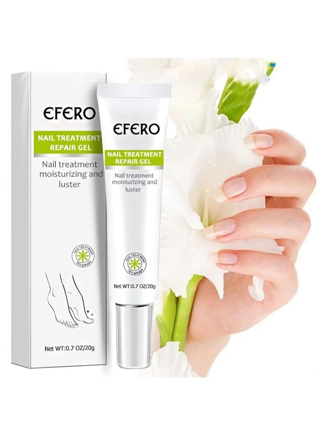 Nail Treatment Repair Gel, Nail Repair Cream, Restores Appearance of Discolored & Damaged Nails, Nail Grooming Gel for Nail Growth Care 20g
