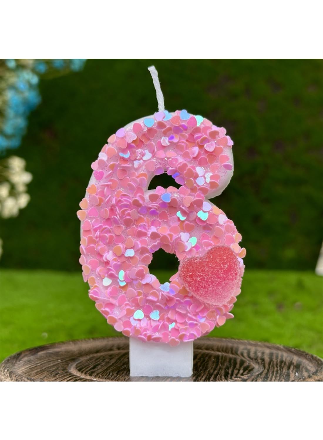 Pink Heart Number Cake Candle
