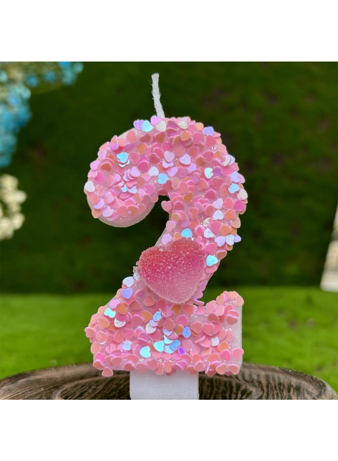 Pink Heart Number Cake Candle