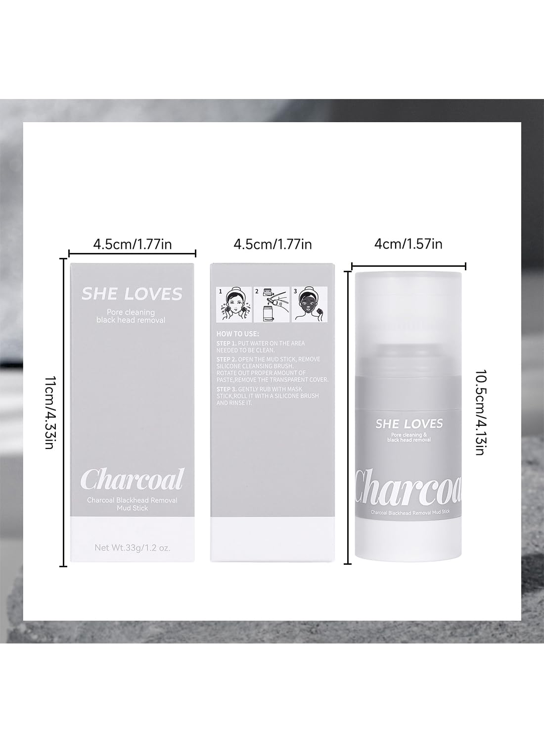 Charcoal Blackhead Removal Mud Stick Oil Control Deep Cleansing Moisturizing Soft Easy to Remove Mild Face Cleansing to Clean Pores and Soften Cuticle and Remove Black Head 33g