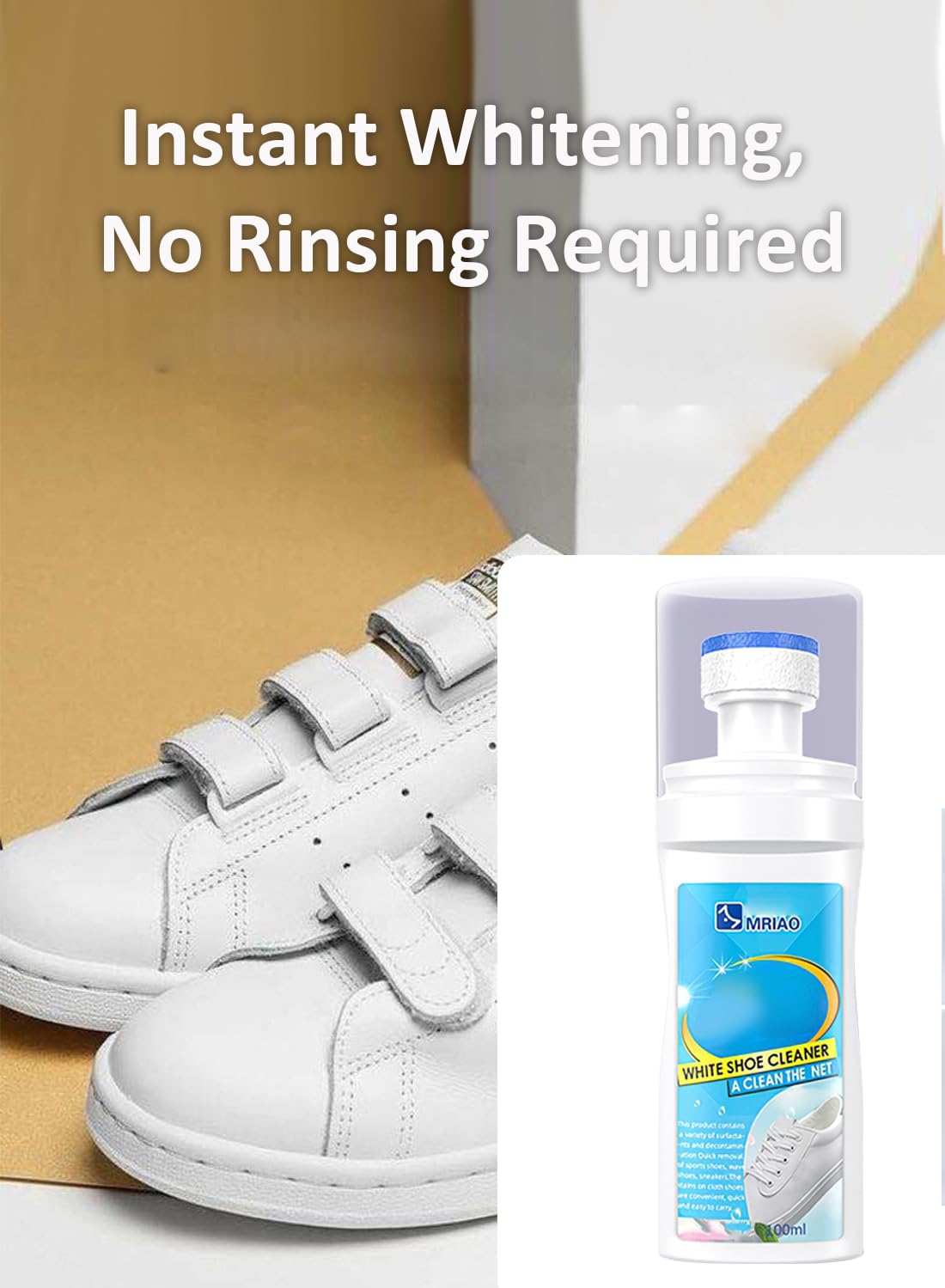 White Shoe Cleaner with Brush, Shoe Cleaner Foam for Tennis Shoes, Canvas 100ml