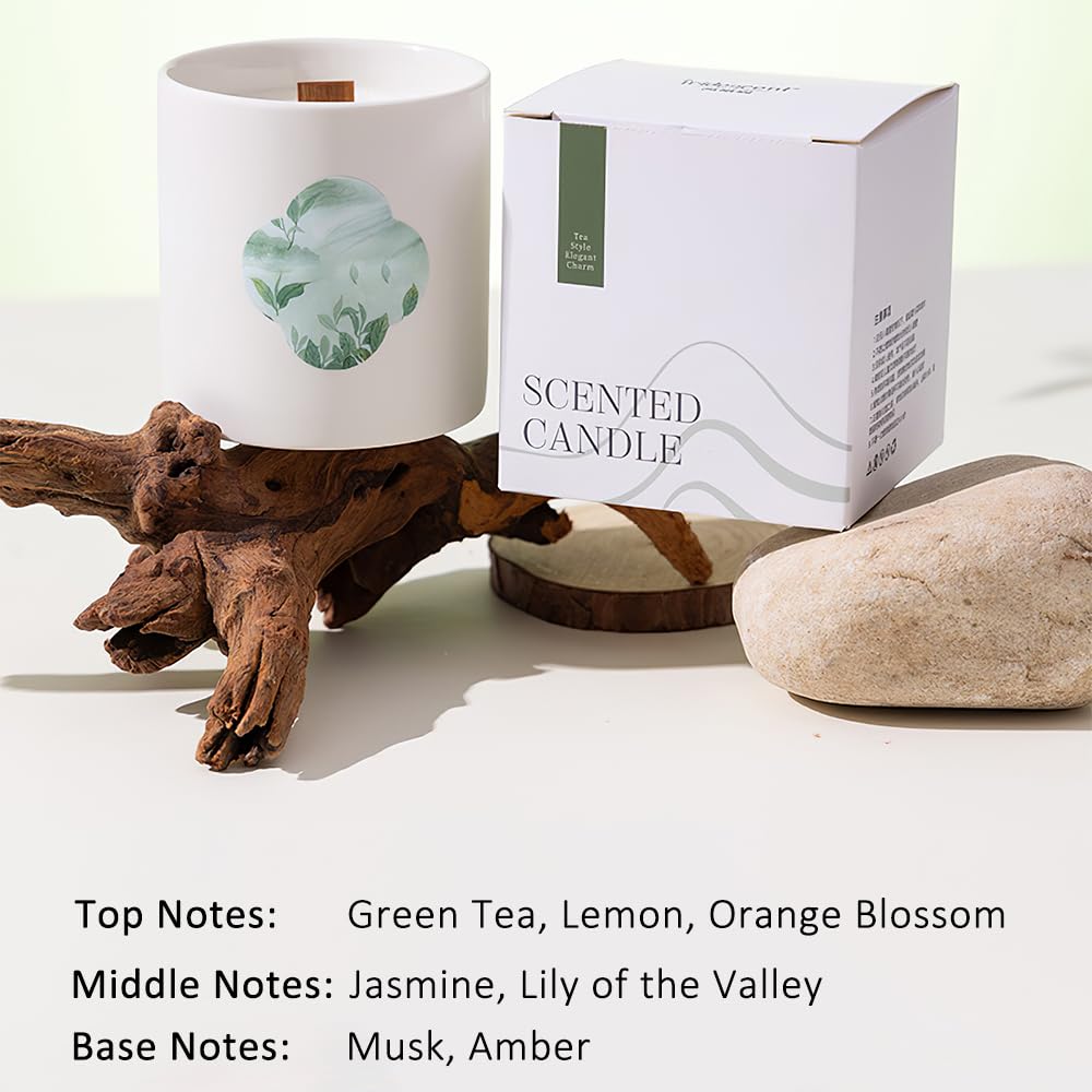 Scented Candle, Long-Lasting Aromatherapy Tea Oil Candle for Bedroom Office Décor Green 190g