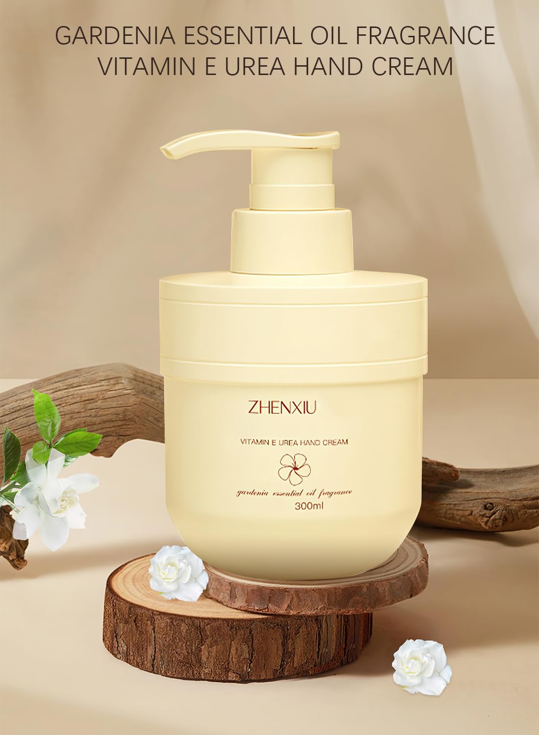 Urea Hand Cream with Vitamin E, Moisturizing Advanced Brightening Soothing Foot and Hand Moisturizer with Gardenia Essential Oil for Dry Cracked, Instant Hydration 300ml