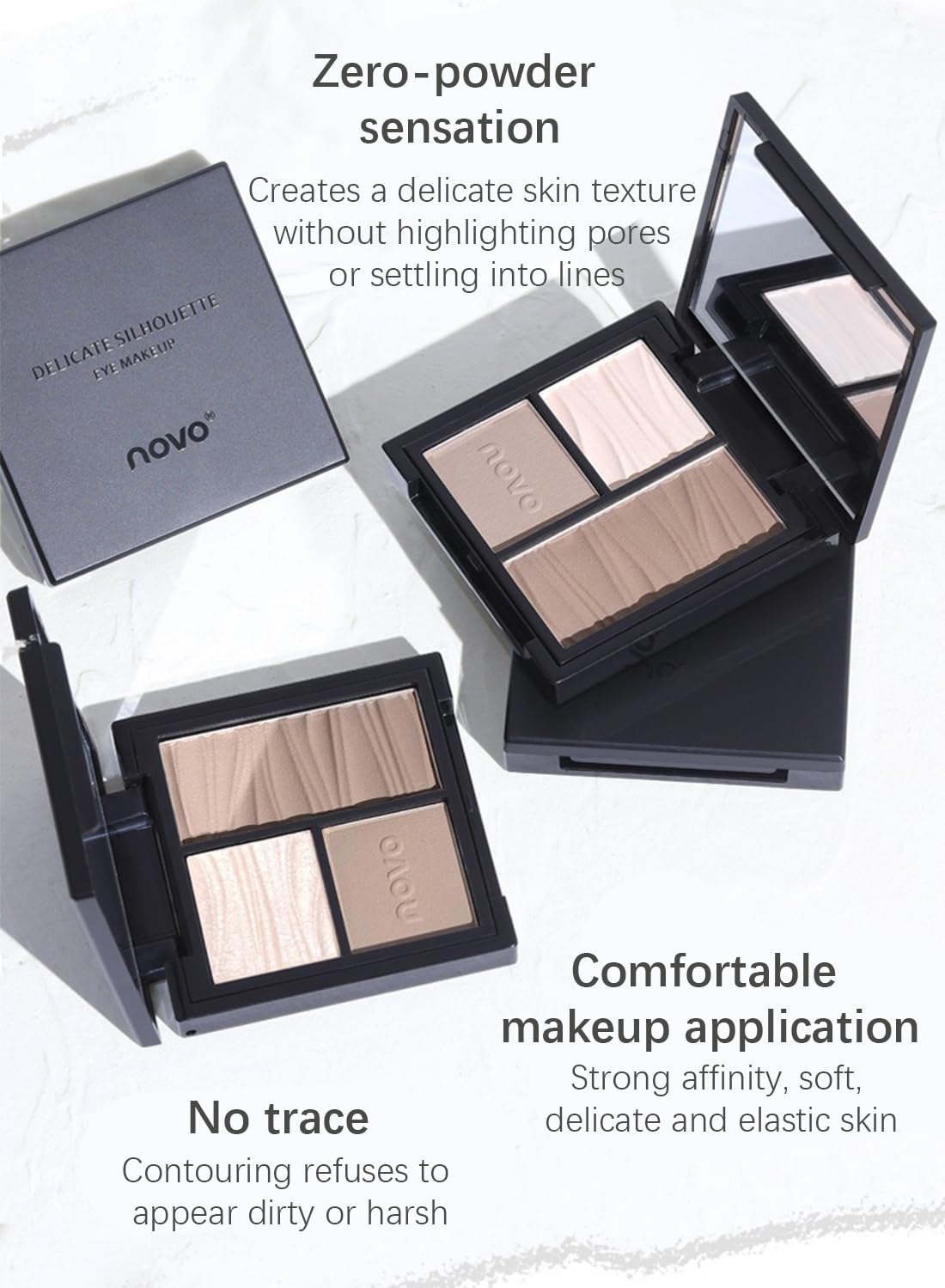Three Colors Contour Palette, Makeup Palette Contain Contour and Highlighter, Long Lasting Waterproof Eye Makeup Palette, Contouring Palette, Matte Radiance Luminizer