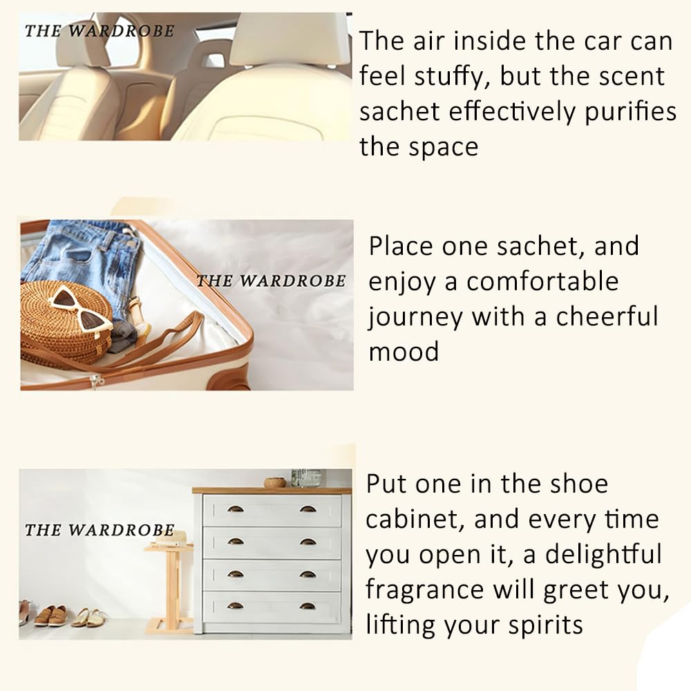 Scent Sachets, Hanging Long Lasting Air Freshener for Wardrobes & Cars Décor 20g