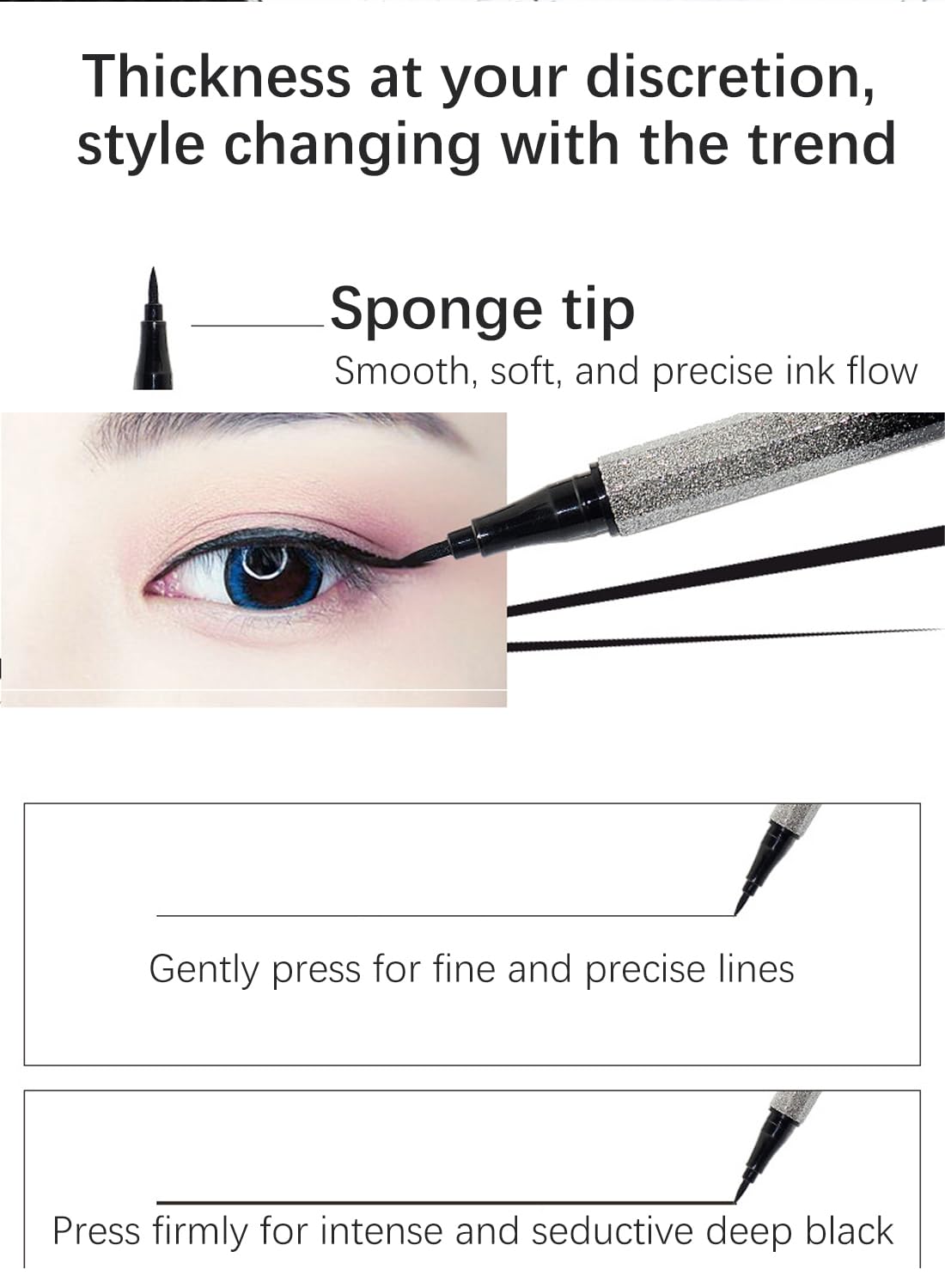 Liquid Eyeliner Pen, Ultra Fine Precise Quick Drying Liquid Eyeliner, Long Wear Waterproof Easy to Use Eye Makeup Wear, Defines Eyes