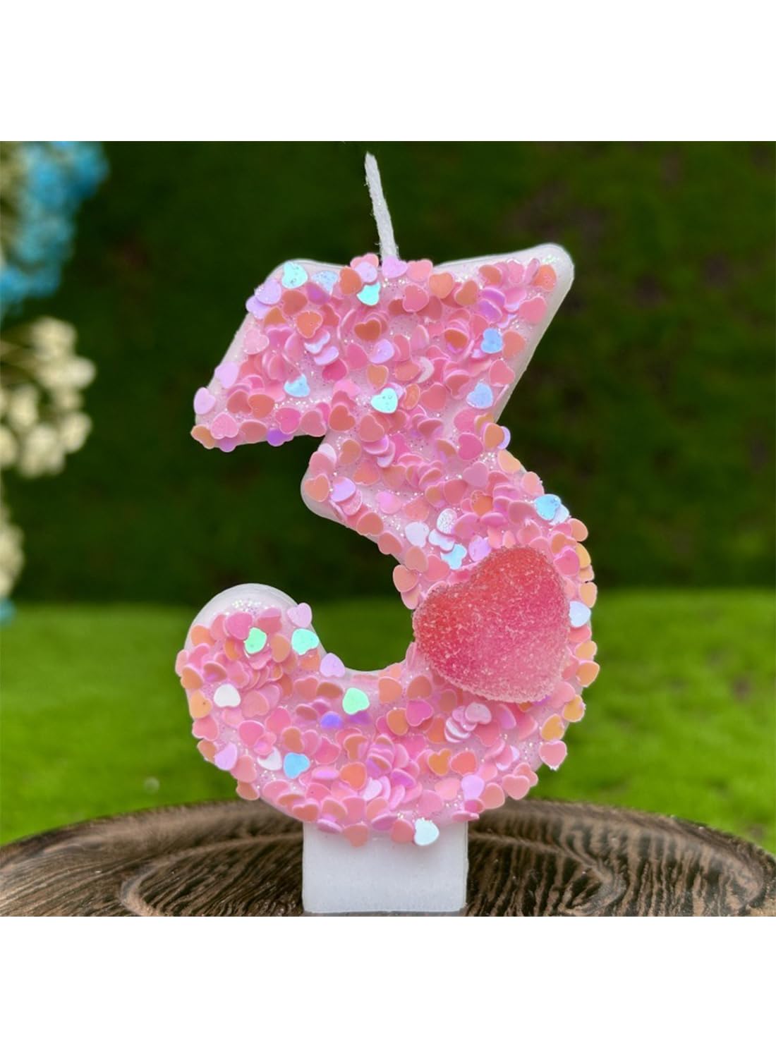 Pink Heart Number Cake Candle