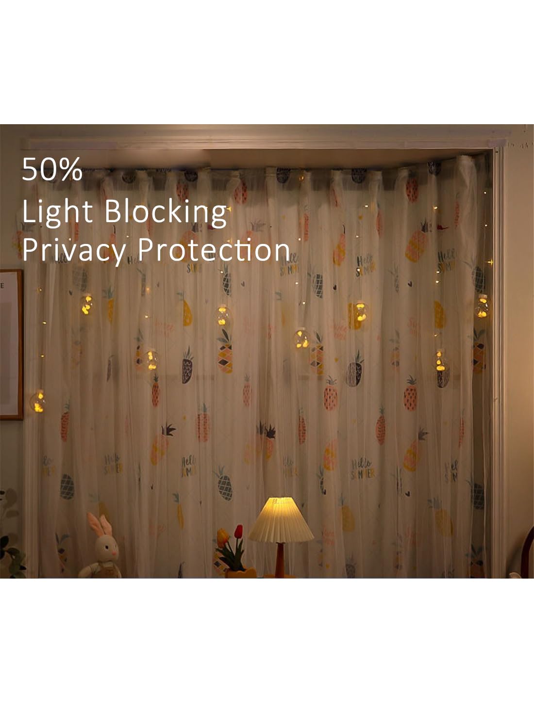 Velcro Double Layer Cartoon Pattern Blackout Curtains,
