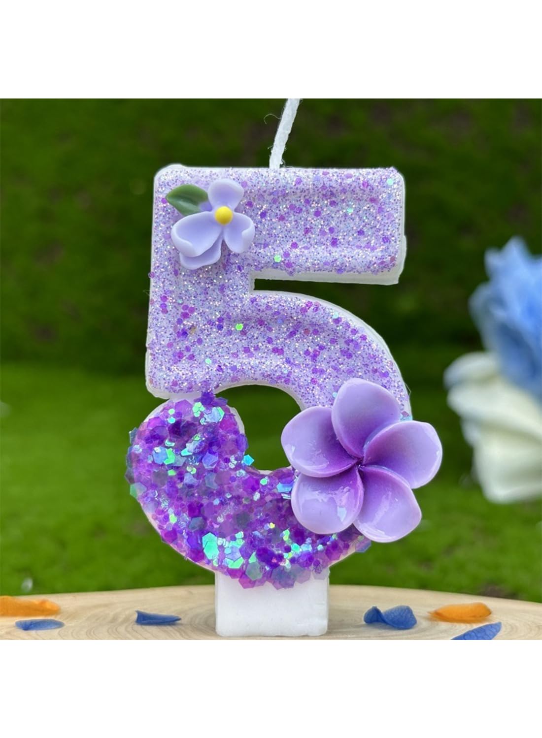 L&wen 7cm Birthday Number Candles for Cake Decoration, Glittery Cake Toppers with Perfect for Kids' Parties, Anniversaries Celebrations