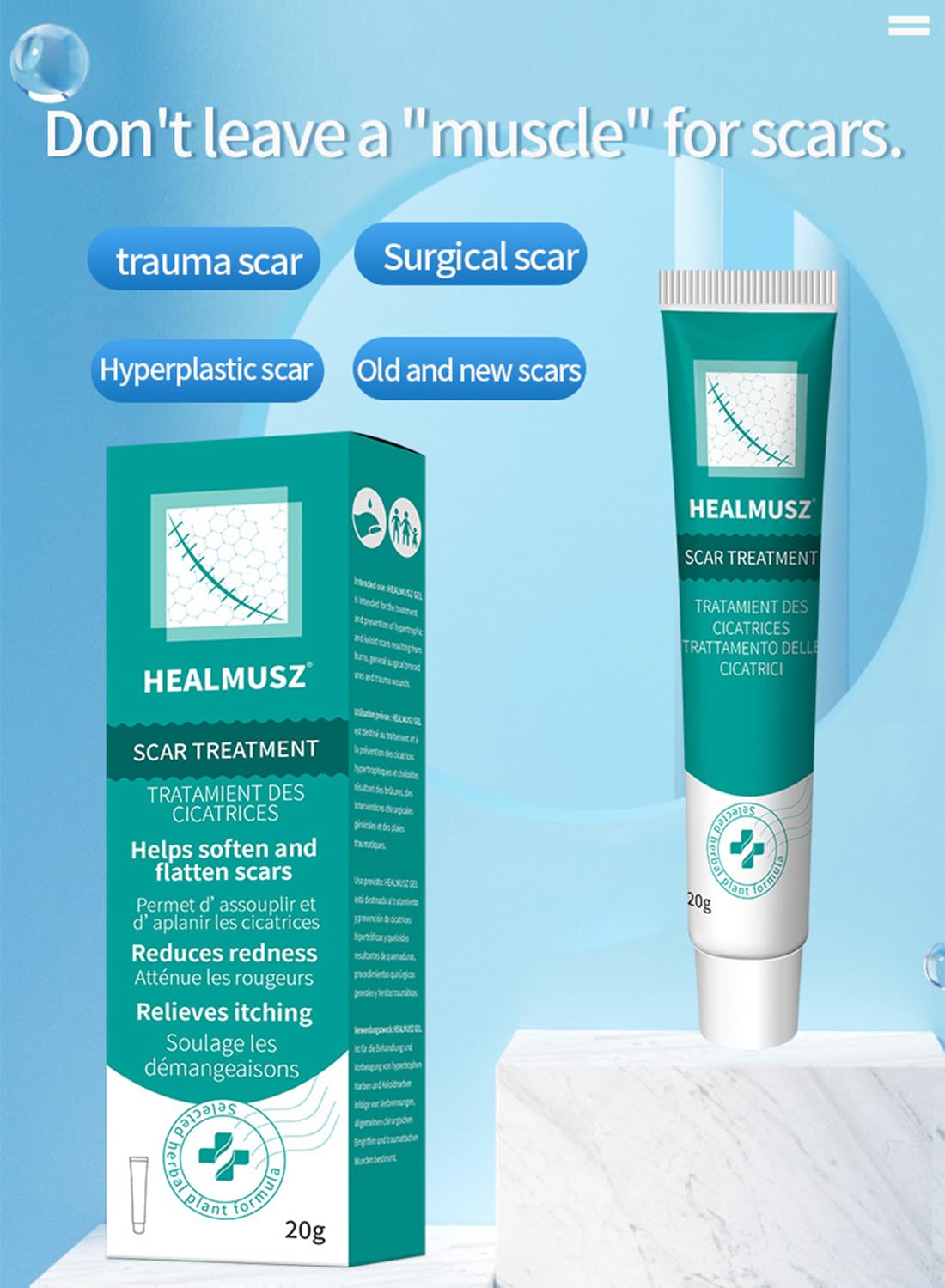 Scar Treatment Effective Safe Scar Removal Cream to Soften and Flatten Scar 20g