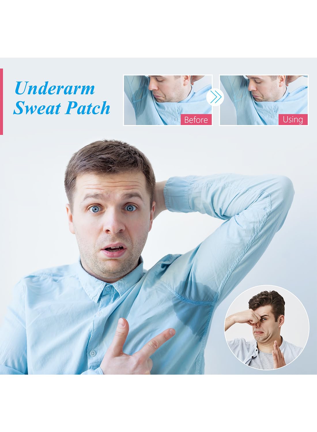 Underarm Sweat Pads, Safe Comfortable Disposable Armpit Antiperspirant Sticker, Invisible Self Adhesive Absorbent Deodorant, Sweat Armpit Protection for Sweating Women & Men 28Pcs