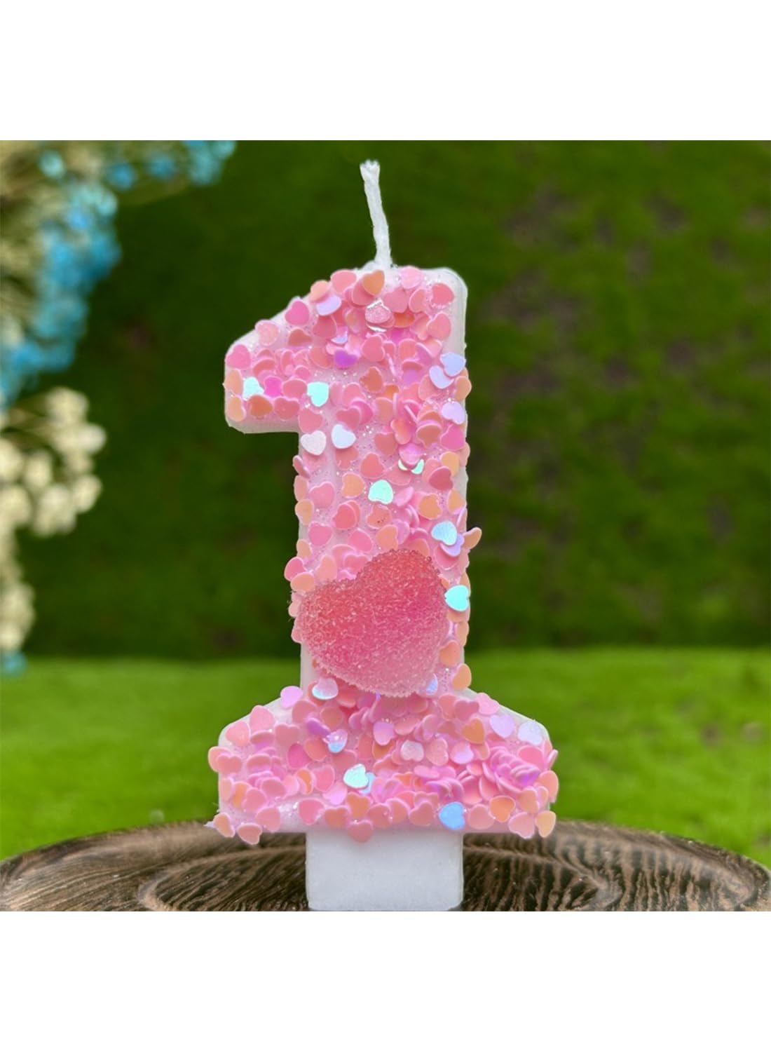 Pink Heart Number Cake Candle