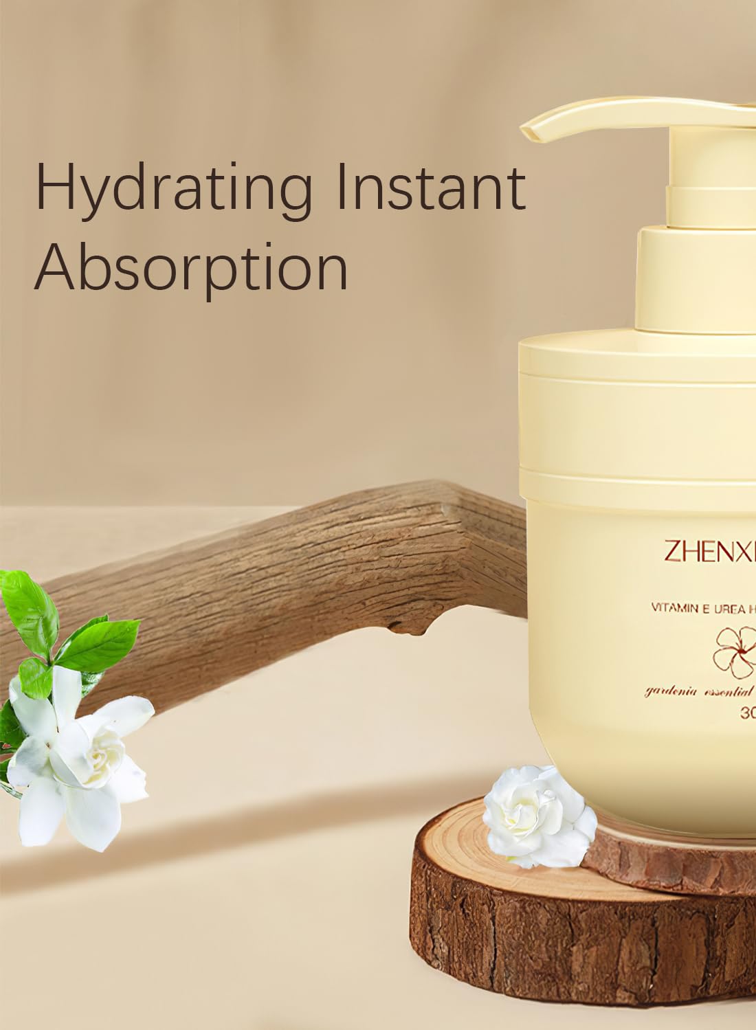Urea Hand Cream with Vitamin E, Moisturizing Advanced Brightening Soothing Foot and Hand Moisturizer with Gardenia Essential Oil for Dry Cracked, Instant Hydration 300ml