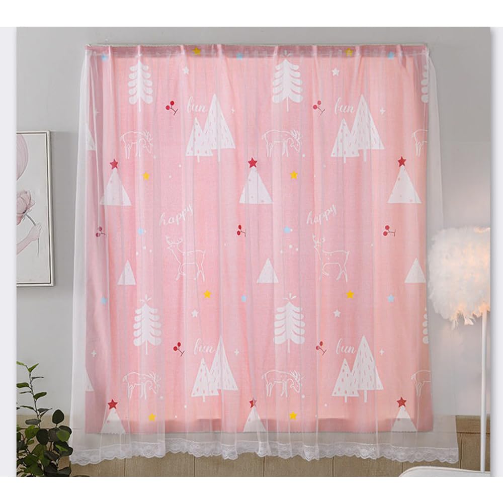 Velcro Double Layer Cartoon Pattern Blackout Curtains,