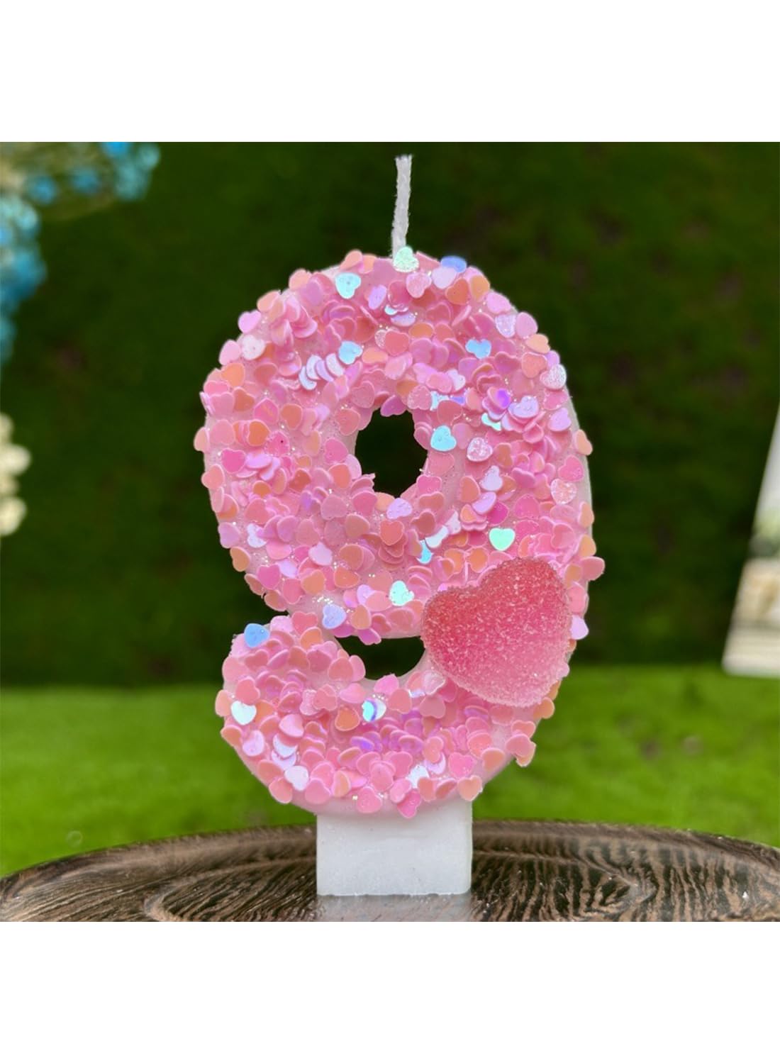 Pink Heart Number Cake Candle