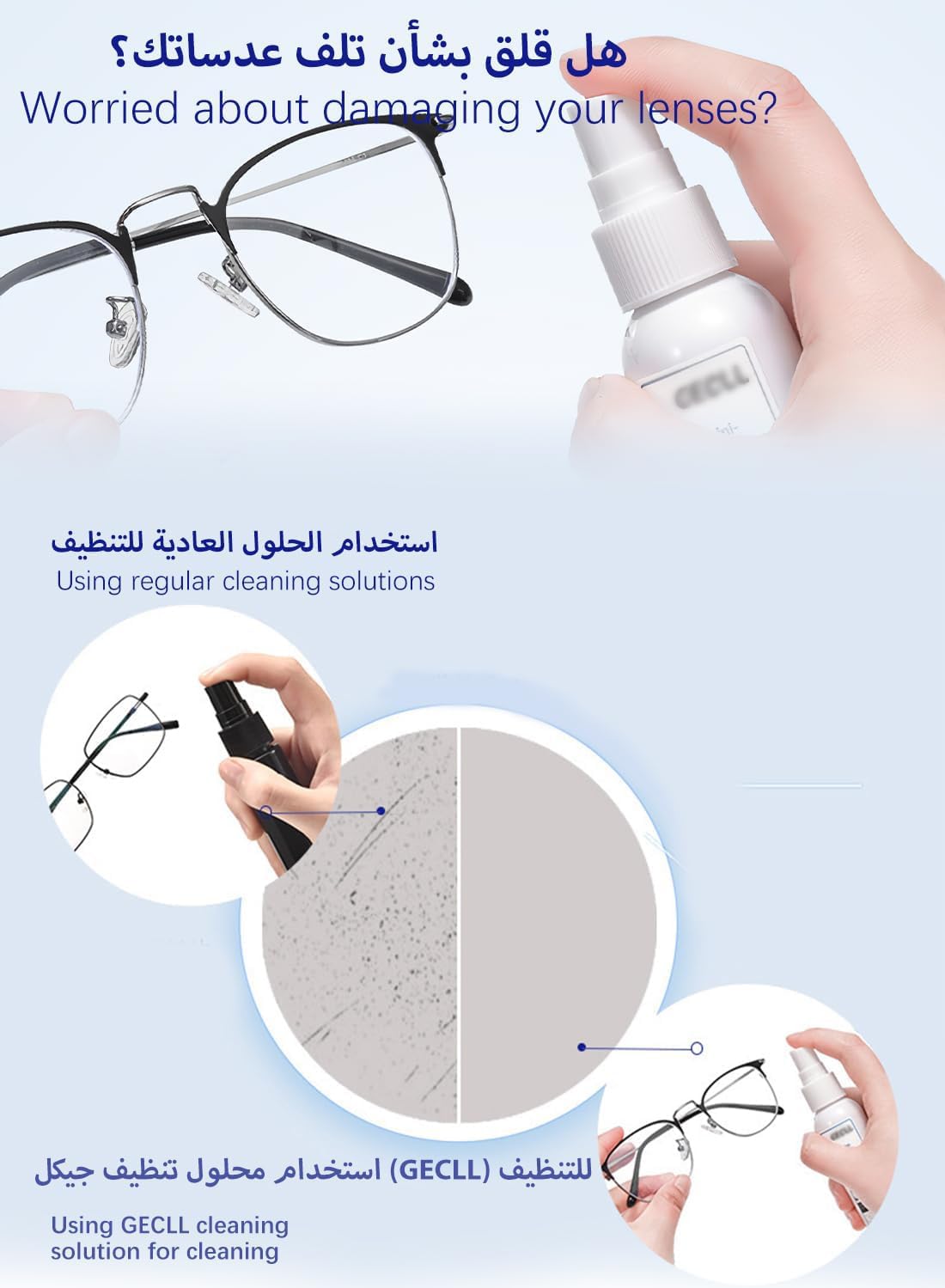Professional Grade Lens Cleaner Spray, Safely Clean Glasses, Electronic Screens, and Optical Surfaces, Enhanced Formula 60ml