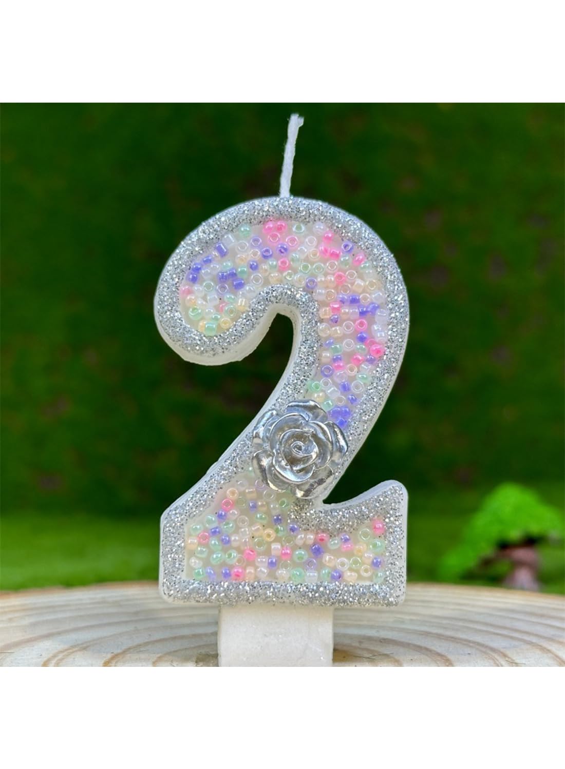 L&wen 7cm Birthday Number Candles for Cake Decoration, Glittery Cake Toppers with Perfect for Kids' Parties, Anniversaries Celebrations