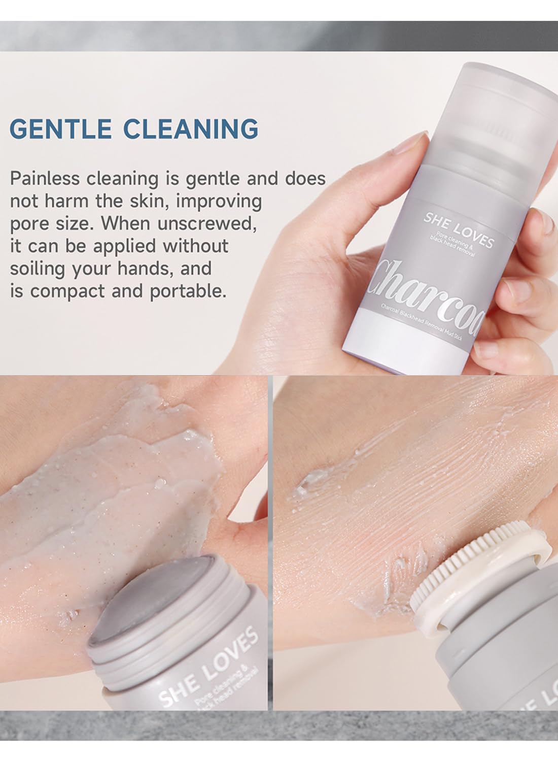 Charcoal Blackhead Removal Mud Stick Oil Control Deep Cleansing Moisturizing Soft Easy to Remove Mild Face Cleansing to Clean Pores and Soften Cuticle and Remove Black Head 33g