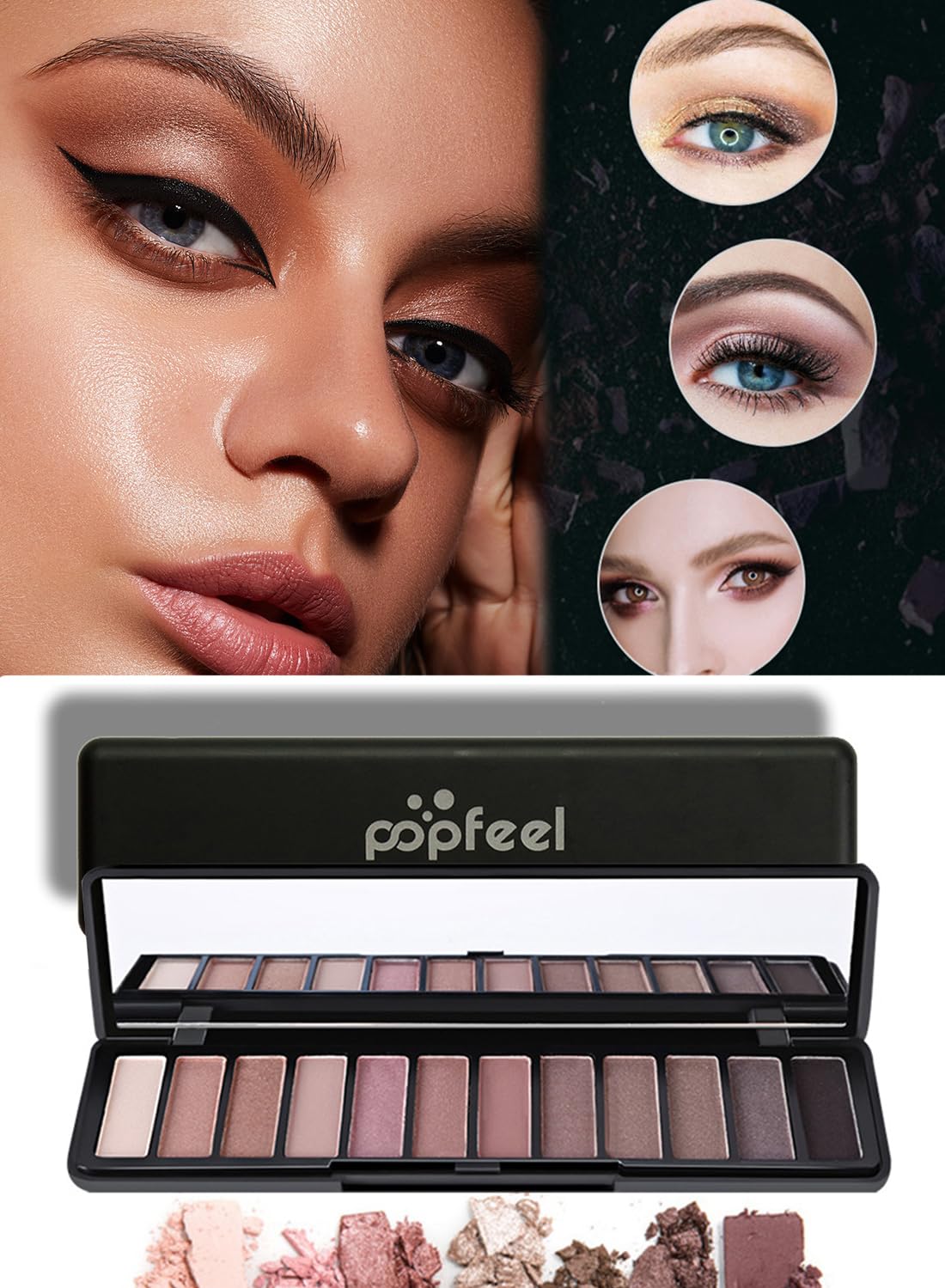 12 Colors Eyeshadow Palette with Matte and Shimmer, Multi Used Powder Eye Shadow