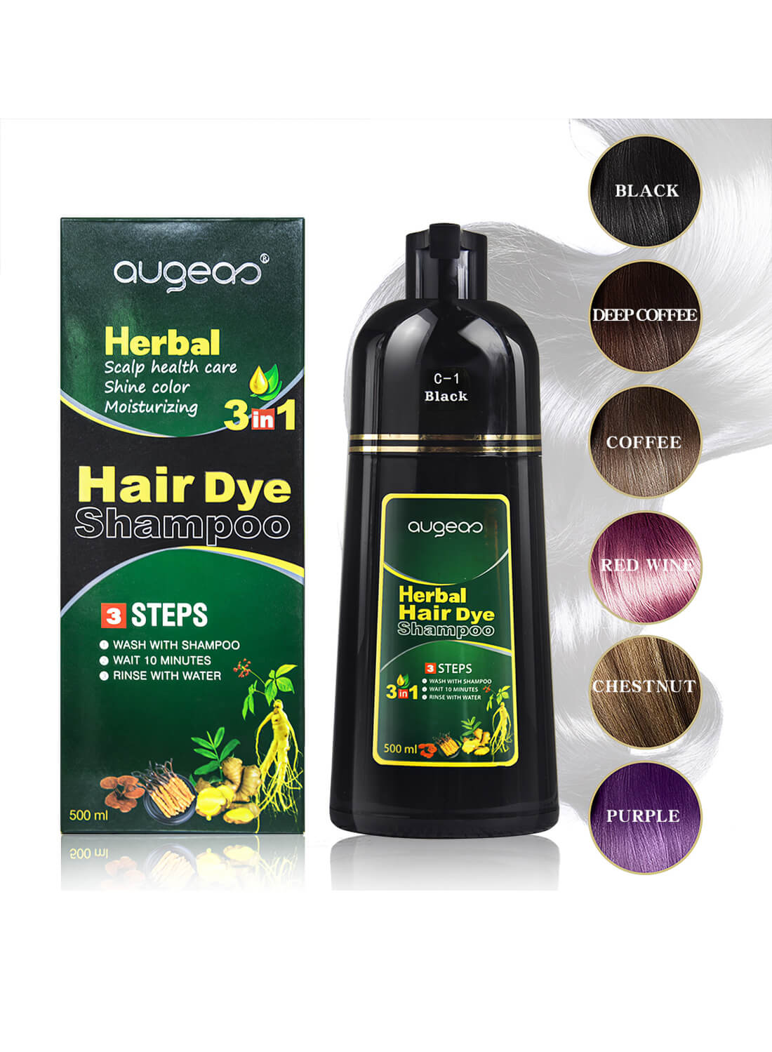 Augeas Herbal Hair Darkening Shampoo 500ml