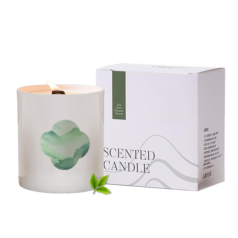Scented Candle, Long-Lasting Aromatherapy Tea Oil Candle for Bedroom Office Décor Green 190g