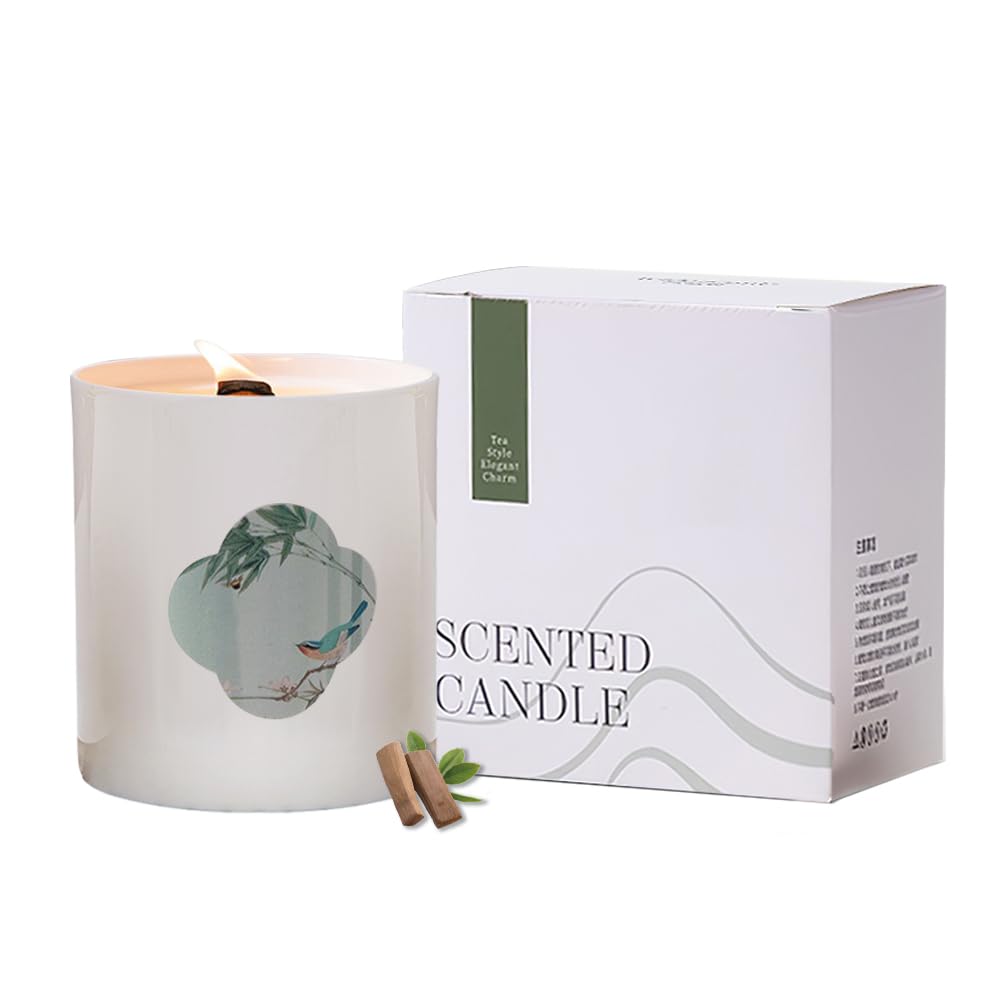 Scented Candle, Long-Lasting Aromatherapy Tea Oil Candle for Bedroom Office Décor Green 190g
