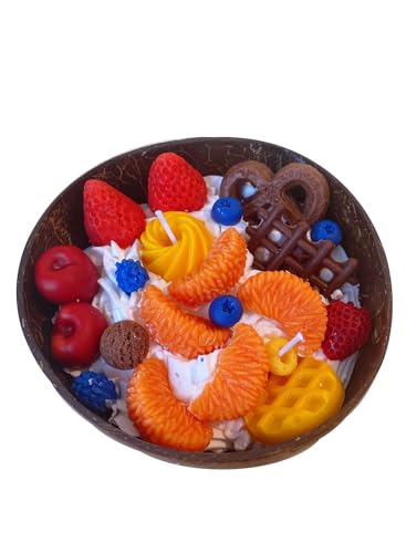 Scented Coconut Shell Candles, Eco Friendly Natural Real Coconut Bowl Candle for Home and Beach Decor, Ice Cream Aromatherapy Candle, Odor Eliminating 456g