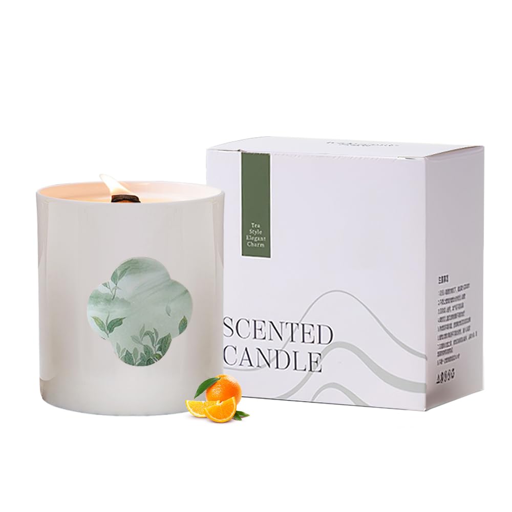 Scented Candle, Long-Lasting Aromatherapy Tea Oil Candle for Bedroom Office Décor Green 190g