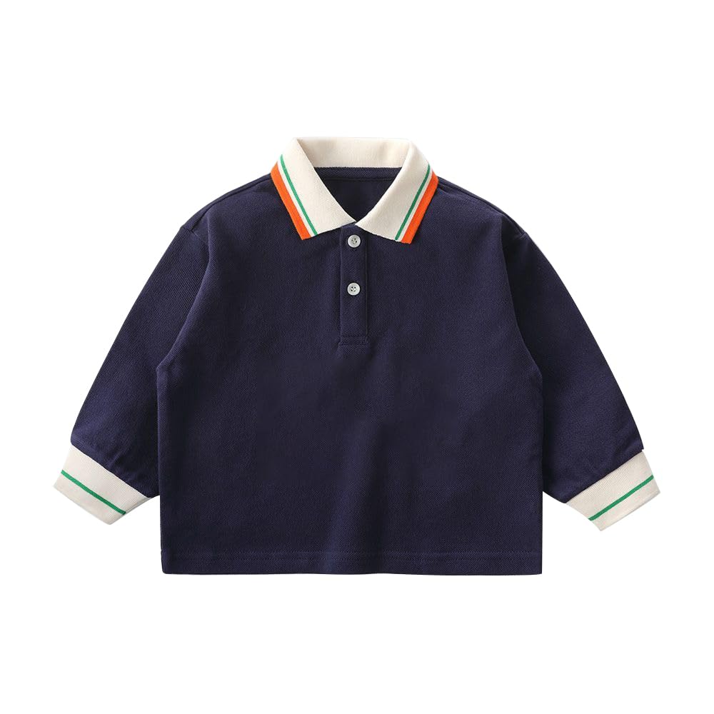 L&Wen Boys Long Sleeve Polo Shirt