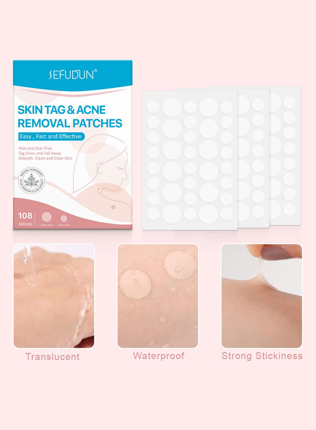 Skin Tag and Acne Removal Patches for Face and Body (108 Pcs)