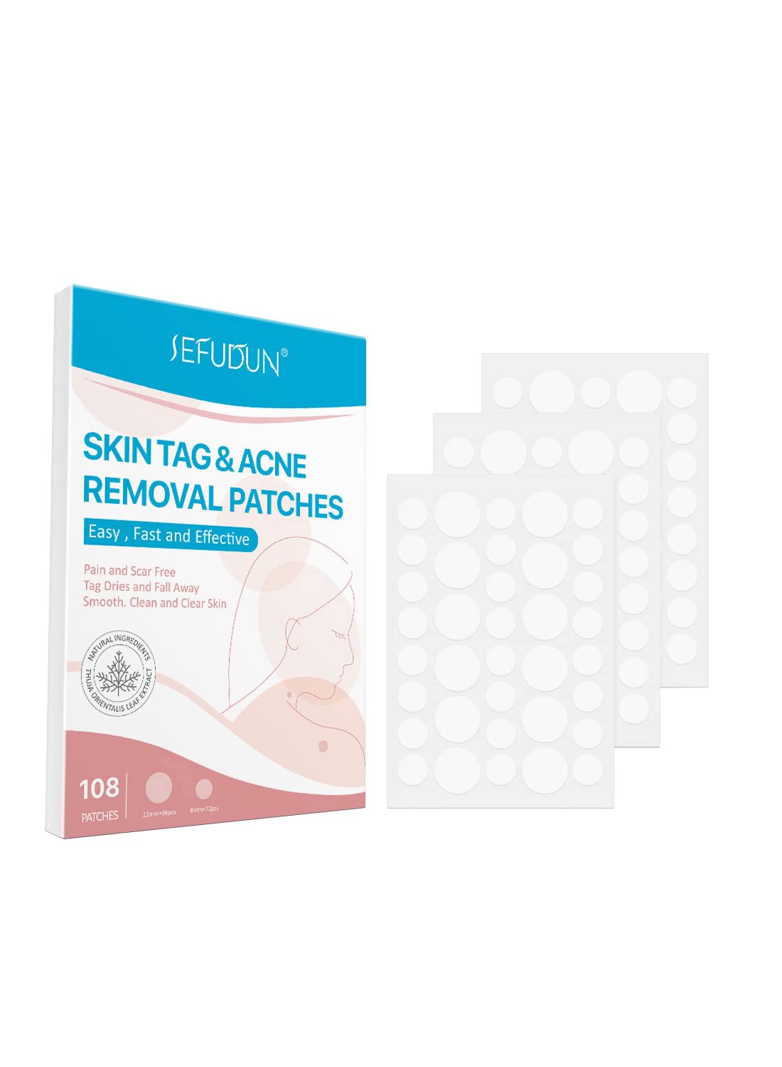Skin Tag and Acne Removal Patches for Face and Body (108 Pcs)