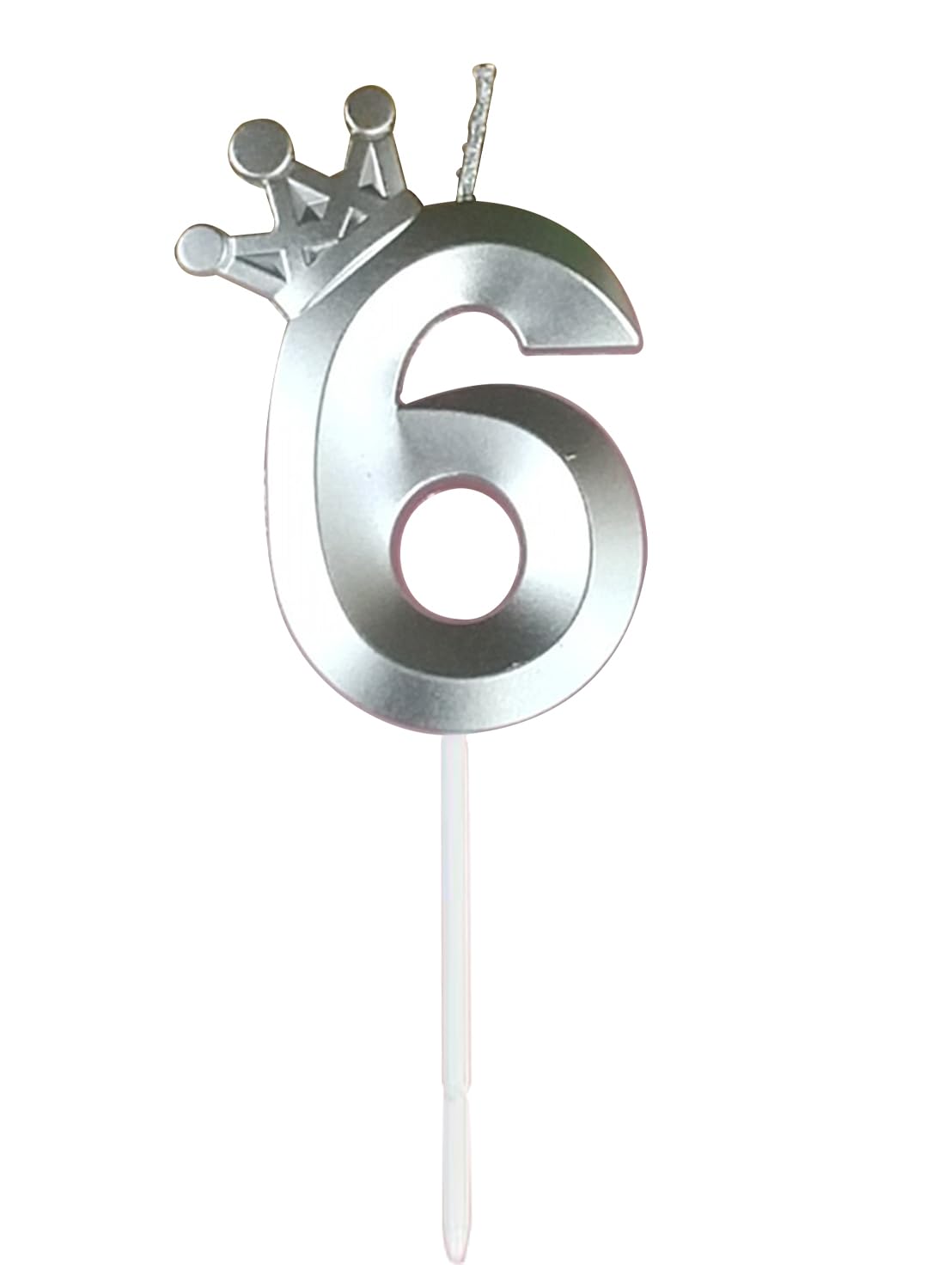 l&Wen Birthday Candles Twisted,  Long Thin Spiral Candle with Holders for Wedding Party Decorations (6 Pcs, Silver Twisted Collection)